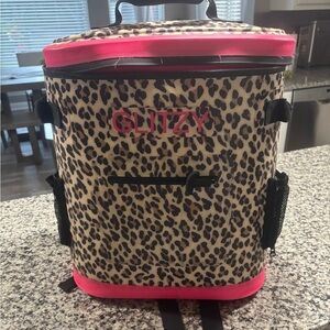 Glitzy Leopard Print Cooler Bag with Pink Accents